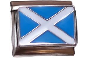 2Burned Italian Charm Flag for 9 mm Bracelets Stainless Steel