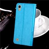 Handyhülle LG X power, K220 Hülle Tasche, Ougger Kunst Blatt Beutel BriefHülle Tasche Bumper Schale Schutzhülle PU Leder Weich Magnetisch Silikon Haut Flip Cover mit Kartenslot (Blau) - 