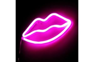 Nordstylee Neon Lips Signs USB o luces decorativas artísticas alimentadas por batería para habitación de niños/fiesta de cumpleaños/vacaciones/decoración de boda (rosa)