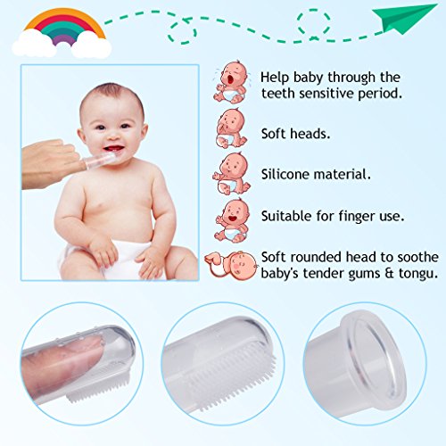 Edealing Weiches sicheres Baby Zahnbürste Kids Silikon-Finger-Zahnbürste-Gummi-Bürste Klar Massage 3er Pack - 3