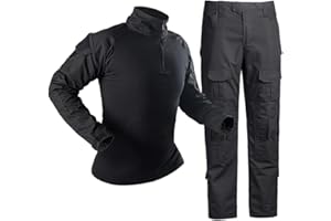 YUANDIANN YuanDian Herren Taktisch Tarnung Kleidung Set, Camouflage Langarm Hemd + Mehrere Taschen Kampfhose Airsoft Armee Wandern Jagd Camping Outdoor Militär Frog Uniform