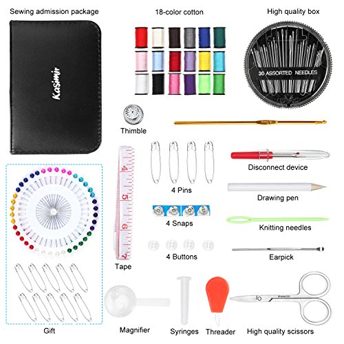 Nähset Kasimir 42 Premium Nähzubehör in a Mini Tragetasche Perfekte Zubehör für Anfänger Erwachsen Kinder Happy-Planer Zuhause Reparatur Reise und Notfall(Schwarz) - 2