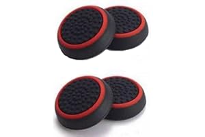 PARTS4U Pack of 4pc Red Thumb Grip Stick Caps Cover Controller Keycaps Grips For PS3, PS4, Xbox360, Xbox One & Xbox Series (Black & Red)