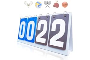 Honicemar Tabellone Segnapunti Sportivo Pieghevole Impermeabile Flip Sport Scoreboard Portatile a 4 Cifre Per Segnapunti Competizioni Sportive Calcio Tennis Ping Pong e Altro- bianco blu grigio