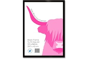 Wee Blue Coo A3 Black Wooden Picture Frame 11.7 x 16.5 Inch (29.7 x 42cm) Acrylic Safety 'Glass' Photo Frame