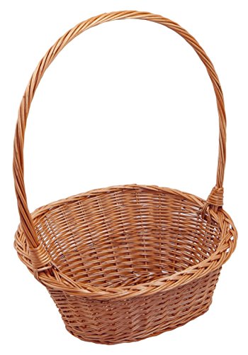 Geschenkkorb "Schräg", Zopfrandflechtung, oval, braun, T 28cm x B 40cm x Hv 11cm x Hh 19cm