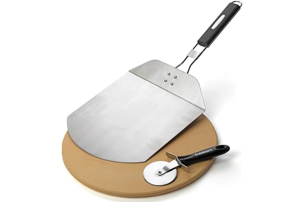 Cuisinart CPS-445 Ensemble de 3 pièces pour grillades à la Pizza, (Pierre à Pizza, Couteau à Pizza, Pelle à Pizza)