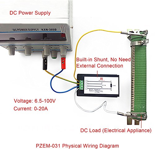 JSDL Digital Multimeter DC 6,5-100V 20A Spannung Monitor Energie Meter DC Volt Endstufe testen Gauge Monitor LCD Blau Hintergrundbeleuchtung Digitalanzeige mit integrierten Shunt - 7