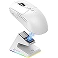 ATTACK SHARK X6 49g SUPERLIGHT Mouse with Magnetic Charging Dock, PixArt PAW3395 Gaming Sensor, BT/2.4G Wireless/Wired Gaming Mouse, 26000 DPI, X3 Upgraded Office Mice for Win11/Xbox/PS/Mac (White)