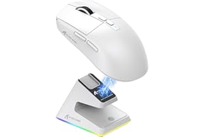 Mysz SUPERLIGHT ATTACK SHARK X6 49 g z magnetyczną stacją ładującą, czujnik do gier PixArt PAW3395, bezprzewodowa/przewodowa mysz do gier BT/2.4G, 26000 DPI, ulepszona mysz biurowa X3 dla (biała)