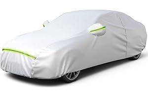 ‎FAVOTO Favoto Autoabdeckung Vollgarage Abdeckplane Auto Garage Staubdicht Wasserdicht Autohülle Autoplane Winter & Sommer für 450-495 cm Sänfte Limousine Silber 2.95kg