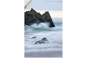 ‎ARTLAND ARTland Wandbild selbstklebende Vinylfolie 60x90 cm Wandtattoo Sturm Wind See Meer Wellen Felsen Küste Atlantik Spanien U4SU