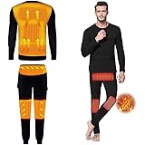 Men's Heated Underwear Thermal Set, USB Insulated Heated Underwear Thermal Set with 3 Heating Levels And 6 Heating Zones for 