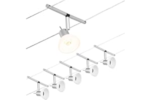 Paulmann Set Sheela Sistema de Cableado, Corduo, Corriente Continua, Máx. 5x10 W, Bombilla Tipo GU5,3, Sistema de Cableado, Bombilla No Incluida, Cable de Plástico, Color Cromado Mate, 94448