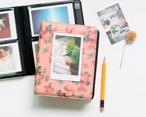 FOME Fotoalbum mit 64 Taschen für Mini Fujifilm Instax Mini 8 7s 25 50s 90 Polaroidkamera & Namenskarte + ein FOME-Geschenk rose pink - 4