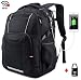 Produktbild 17 Zoll Laptop Rucksack für Herren Damen Business Rucksack mit USB Ladeanschluss Wasserdichte Schulrucksack Reiserucksack Arbeit Schule (Schwarz)