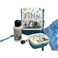 Set Kindergarten Bagger, Rosirosinchen, personalisierter Kinderrucksack, Brotdose, Trinkflasche , Turnbeutel