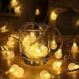Guirnaldas de luces, EVELTEK 16.4feet/5M Bateria Operado 50 LED Luces de Cadena,Globo Bolas de Cristal Luz para decoración de interiores partido en casa,Dormitorio,Navidad,Boda Fiesta (Blanco cálido)