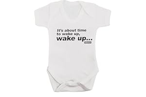 Baby Moo's WAKE UP WAKE UP Baby Grow | Unisex Cool Oasis Indie Rock Music Funny Bodysuit Vest - Alternative Gallagher Baby Shower Gifts UK