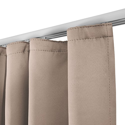 Beautissu® Blackout-Vorhang Amelie mit Kräuselband – 140×245 Sand (Beige) – Verdunklungsgardine Universalband Blickdicht - 2