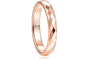 NUNCAD Ring Damen/Herren Wolframcarbid Schwarz/Rosengold/Blau 4mm Breit Ring für Männer Größe 52 (16.6)- 70 (23.2)