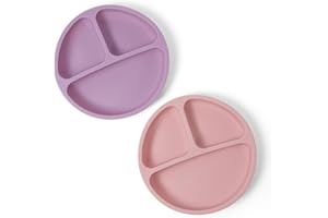 PandaEar Set da 3 Piatti in Acciaio Inossidabile per Bambini con Suzione, Piatti Divisi per Bambini per lo Svezzamento Autonomo, Set di Alimentazione Antiscivolo (Blu/Verde/Marrone