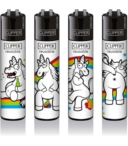 Lot De 4 Briquets Clipper Rechargeables – Grand Modèle, Motifs Amazing Landscapes, Collection Neuve