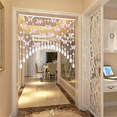 37yimu 1 Meter Kristall Vorhang Butterflie Glas Kristall Bead Vorhänge für Wohnzimmer rose