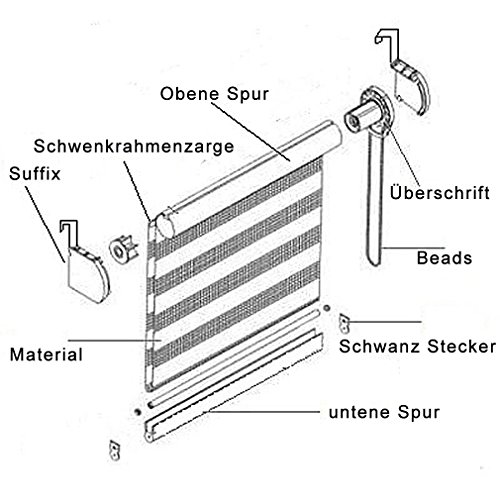 Kinlo® 90×150 cm Duo-Rollo Doppelrollo für Fenster und Türen Easyfix Klemmfix mit Klemmträgern ohne Bohren ,weiß – inkl. Zubehör - 6
