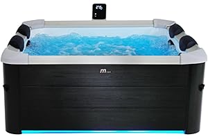 AQUALINE MSpa Oslo Plus XXL 4-6 Person Portable Modular Hot Tub-WiFi Controlled 13A Plug & Play 2025 Model, Exterior LED Colour Lighting, Heats to 40°C, 140 Massage Air Jets, All Year Use - DIY Setup