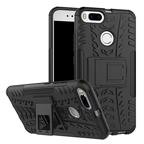 SMTR Xiaomi Mi A1 Funda, [Heavy Duty] Híbrida Rugged Armor Case Choque Absorción Protección Dual Layer Bumper Carcasa con pata de Cabra para Xiaomi Mi A1 Negro