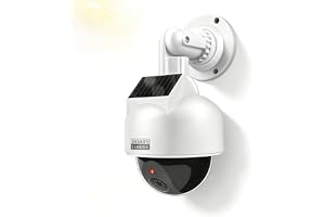LEKEFETO Kamera attrapp utomhus: kupolformad dummy-kamera sol med blinkande LED-ljus, solcellsdriven dummy atrapp övervakning