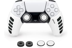 NiTHO Silicone Case Grip for PS5 Controller, Set of 2 Anti-Slip Protective Cover Grip, Set of 2 Thumb Grip Caps and Analog Mini-Stick Precision Rings, Accessories for Playstation 5 Controller - White