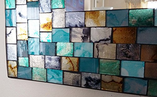 Türkis und Gold Mosaik Spiegel, quadratisch, - 4