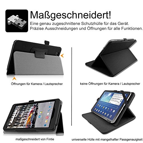 Fintie Odys Syno 8 Hülle Case – Slim Fit Folio Kunstleder Schutzhülle Cover Tasche mit Ständerfunktion und Stylus-Halterung für Odys Syno 20,3 cm (8 Zoll) Tablet-PC, Schwarz - 5