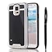 Produktbild Samsung Galaxy S5 / S5 Neo Hülle, Alfort 2 in 1 Schutzhülle Hart PC + TPU Case Cover Telefon Kasten Vollschutz für Samsung Galaxy S5 i9600 / S5 Neo Smartphone Super schön und glänzend ( Silber ) + Schwarz Stylus Pen