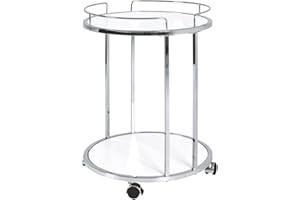 HAKU Möbel Trolley Chrome, White, Mdf, Metal - Size: H 60 cm X Ø 45 cm, Style: Modern
