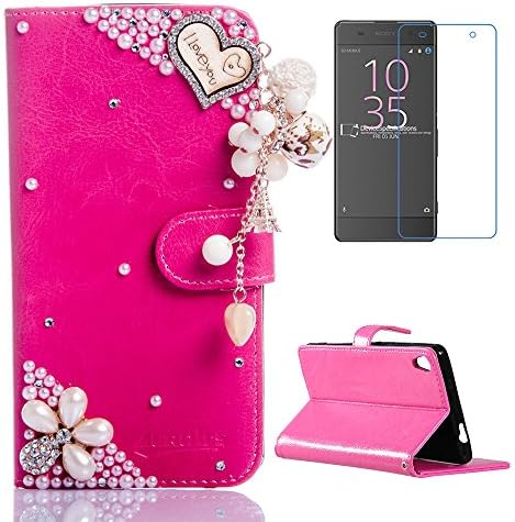 Sony Xperia XA Ultra 6.0" Case, Goforth Luxury Bling Rhinestone Diamond Glitter Premium PU Leather Flip Wallet Case Cover with Free Screen Protector &amp; Card Slot for Sony Xperia XA Ultra 6.0 inch