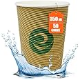 ECO SOUL [350 ml, 50 Count ] Disposable Ripple Paper Cups | Eco-Friendly & Biodegradable Hot Cups | Use & Throw Party Glasses | Ideal for Tea & Coffee | 530 GSM