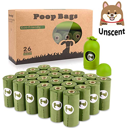 Yingdelai Dog Poop Bags 390 Extra Spessi e Forti Sacchetti biodegradabili per Cani, a Prova di perdite, inodore, 26 Rotoli 15 Sacchetti per bisogni Rotolo, Misure 34 x 22 cm