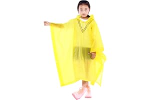 CATIME Wodoodporne ponczo przeciwdeszczowe dla dzieci, wielokrotnego użytku, EVA, dziecięcy płaszcz przeciwdeszczowy z kapturem i guzikami, dla dziewcząt, chłopców, lekka, przezroczysta odzież