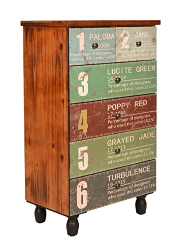 ts-ideen Commode Chevet Armoire Étagère Sideboard Shabby Style Used Look MDF Effet Bois 6 Tiroirs 92 x 56 cm