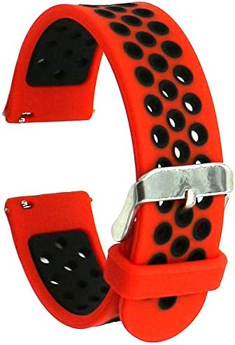 20mm Universal Smart Watch Bands, Elespoto Silicone Smartwatch Replacement Band Strap for Samsung Gear S2 Classic SM-R732 / SM-R7320 / MOTO 360 2nd Gen Mens 42mm / Huawei Watch 2 /Samsung Gear Sport (Red Black)