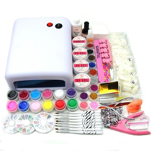 Coscelia 36W UV Lámpara Uñas Kit de Brillos UV Gel Decoraciones de Uñas 500 pcs Naturaleza Uñas
