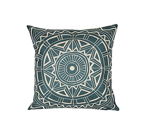 Kissenhülle Leinenbaumwoll Kissenbezüge 45 x 45cm in verschiedene Muster Motiv (Geometrische Muster Grün)