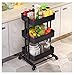 Produktbild BEI-YI Trolley Rack Regal Trolley Lagerung Scroll Cart- Regal Küche Wohnzimmer Lagerregal -45 * 38 * 78CM (Farbe : SCHWARZ)
