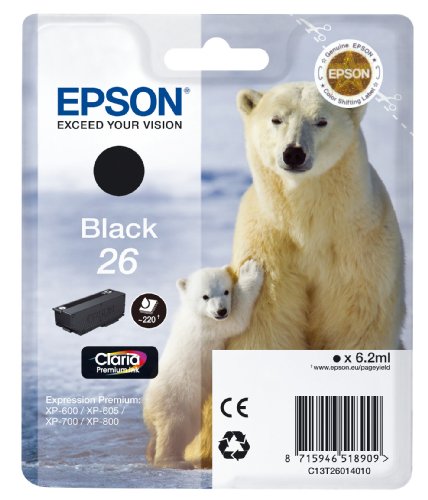 Epson Original T2601 Tintenpatrone Eisbär, Singlepack schwarz