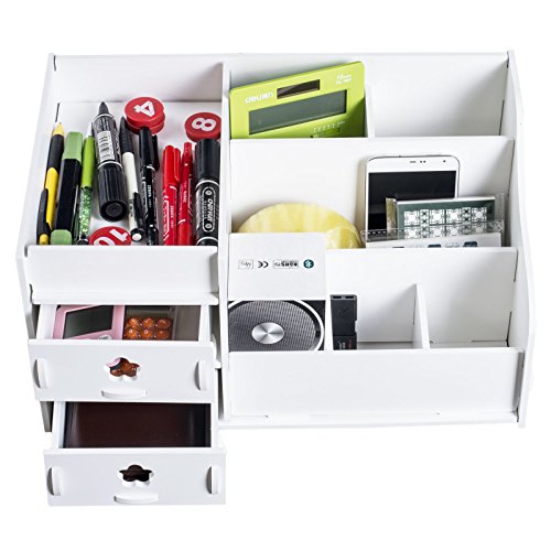 TOP-MAX DIY Desktop-Box Makeup Kosmetik Organizer Holz Schubladen Halter Aufbewahrung Box Schichten Schubladen Jewelry Weiß - 6