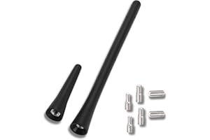 ISSIMOBER Set de 2 Antenas Cortas para Coche, Antena Universal de 6,5 cm y 18 cm con 6 Tornillos M4, M5, M6, Antena Mini para Radio FM/Am/Dab con Recepción Mejorada para Todos los Vehículos