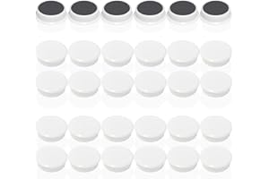DUJEQM Aimant Frigo - Lot de 30 Aimant Puissant Blanche, Mini Aimants Tableau Magnétique Magnet Frigo, Petit Aimant Rond Aiment Plat Décoratifs pour Tableau Blanc, Calendrier, Bureau, École de Bureau